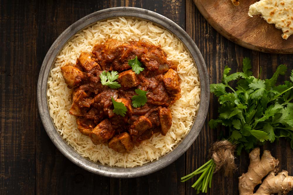 Vindaloo kycklingcurry med ris